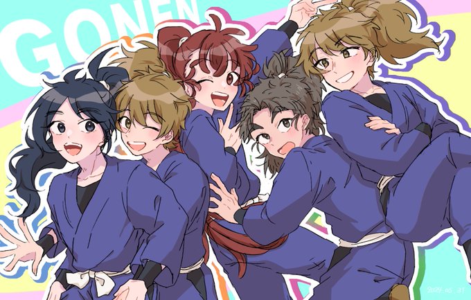 「4boys ponytail」 illustration images(Latest)