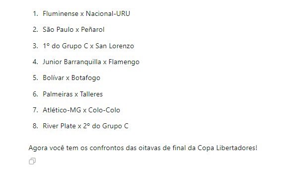 LukasMorais's tweet photo. Já definido o sorteio da libertadores da América pro chat gpt https://t.co/QdvRcB1QoB