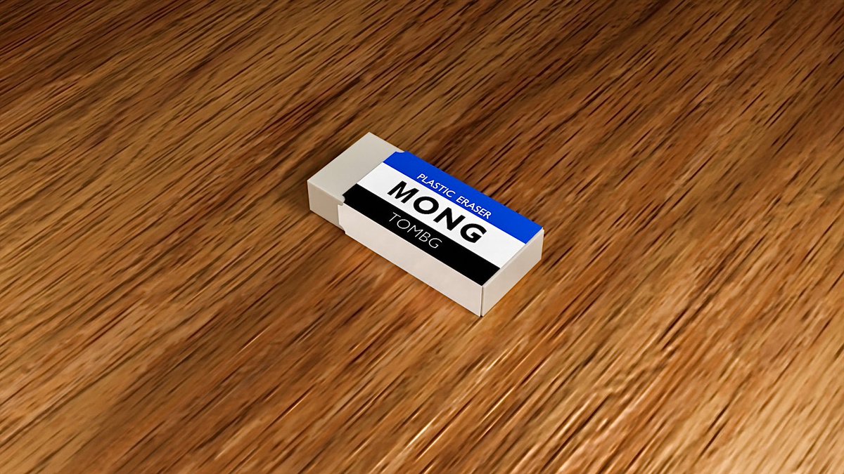 nessless_CG's tweet photo. 本日は消しゴムを作成しました。
やはり消しゴムと言えばこのカラー！こうするだけでもう消しゴムに見えます笑
名称は一応少し変えておきました笑
あまり時間をかけずに作成できたので良かったです！
#3DCG #blender https://t.co/6zxx1AxNlj