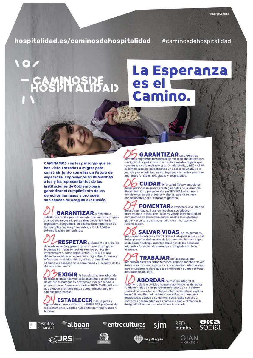📢Un año más nos unimos a #CaminosdeHospitalidad desde dónde lanzamos 10 propuestas políticas para pedir medidas que garanticen los DDHH, la dignidad y la esperanza para las personas #migrantes y #refugiadas. Porque la esperanza es el camino.

Consúltalas: hospitalidad.es/caminosdehospi…