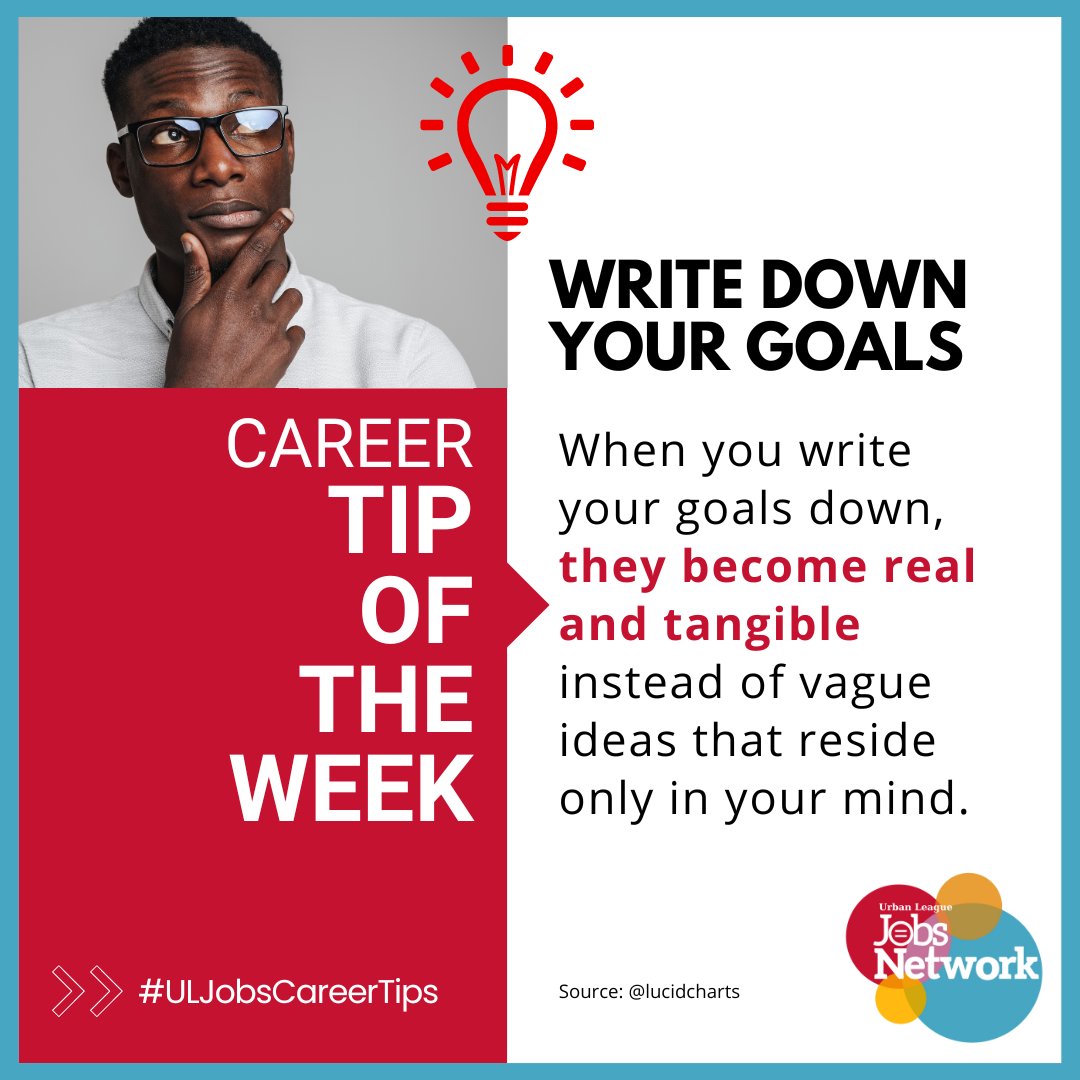 ULJobsNetwork's tweet image. Goal setting is a purposeful and explicit process that starts with identifying a new objective, skill, or project you want to achieve. Writing it down helps you make a plan for achieving it.

#goalsetting #goals #achievinggoals