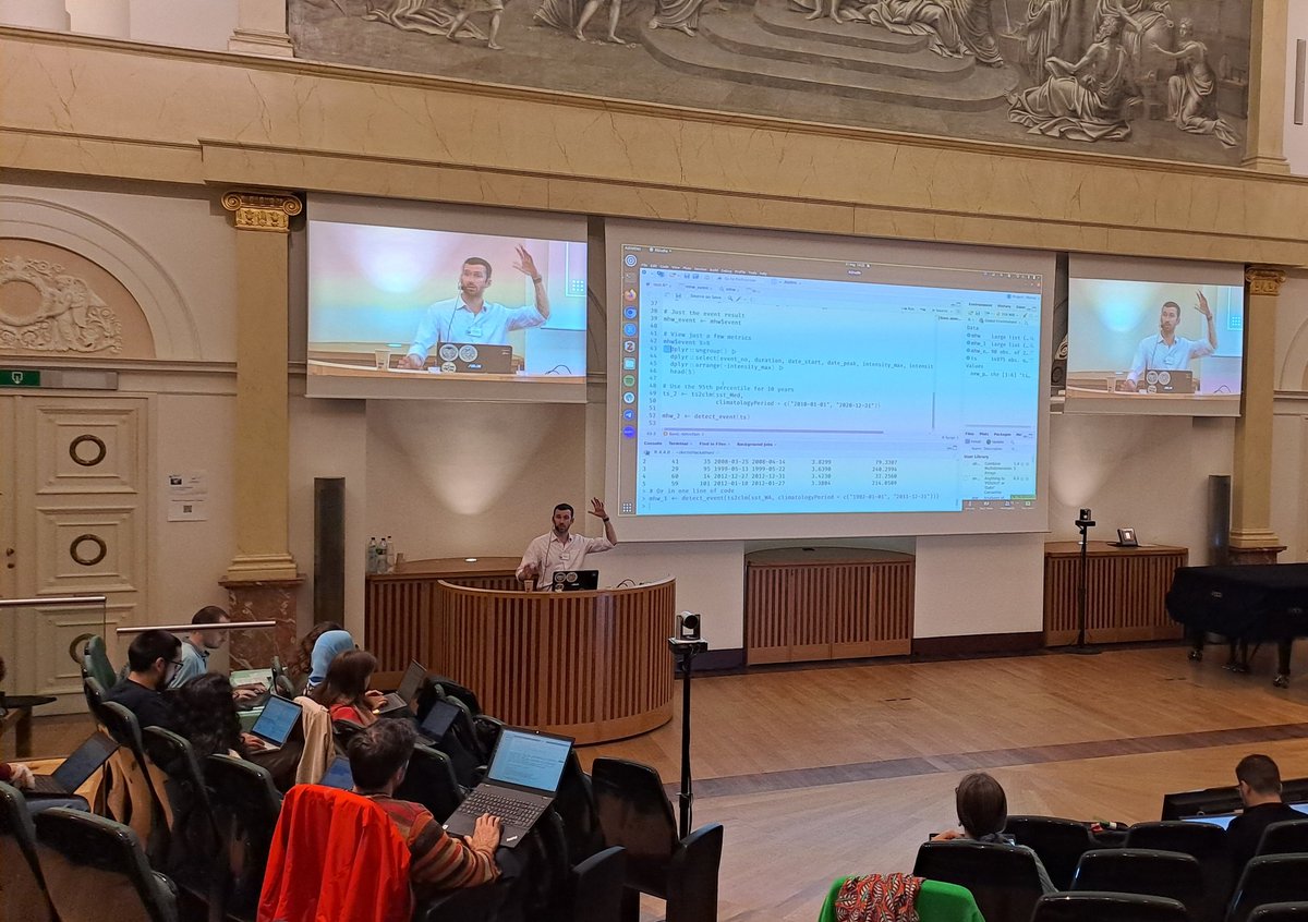Liège Colloquium (@liegeocean) on Twitter photo And the last training of the day has started, now we're working on Marine Heatwave detection using #heatwaveR with <a href="/robwschlegel/">Robert Schlegel</a> . A great way of ending the Liège Colloquium! And the last training of the day has started, now we're working on Marine Heatwave detection using #heatwaveR with <a href="/robwschlegel/">Robert Schlegel</a> . A great way of ending the Liège Colloquium!