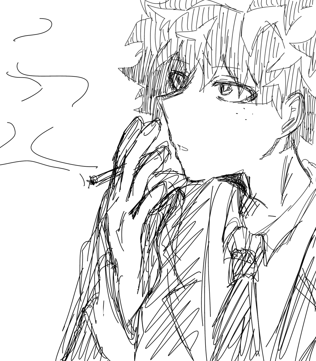 デクくんタバコ吸ってたらなんか、、エモいよね
#緑谷出久 #スランプ #落書き 