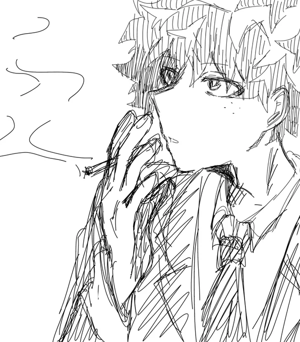 デクくんタバコ吸ってたらなんか、、エモいよね
#緑谷出久 #スランプ #落書き 