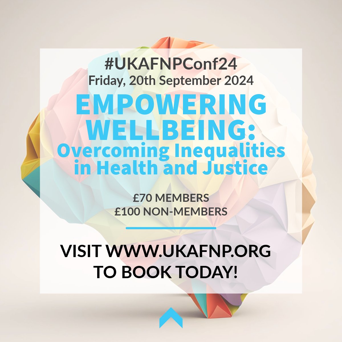 🎟️Tickets for #UKAFNPConf24 are on sale!
Join us on Friday, 20th September for 'Empowering Wellbeing: Overcoming Inequalities in Health and Justice'.

Members £70 with code sent via email
Non-members £100 (or join today for a discount!)

Book now at ukafnp.org 🌟