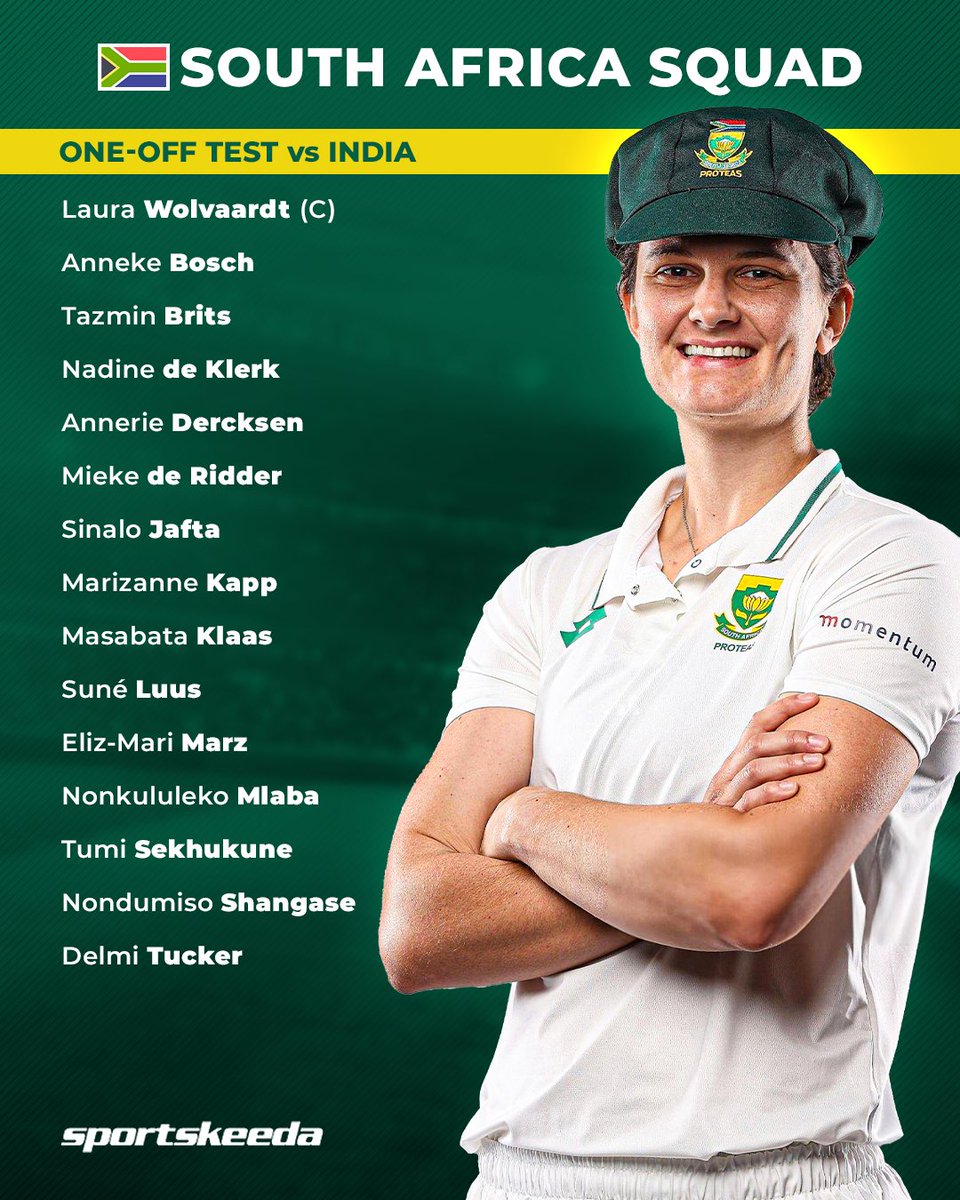 The South Africa Women's team has announced their ODI and Test squads for the upcoming tour against India Women, starting June 16th, 2024. 🇿🇦🏏 #LauraWolvaardt #SouthAfrica #INDWvSAW #CricketTwitter