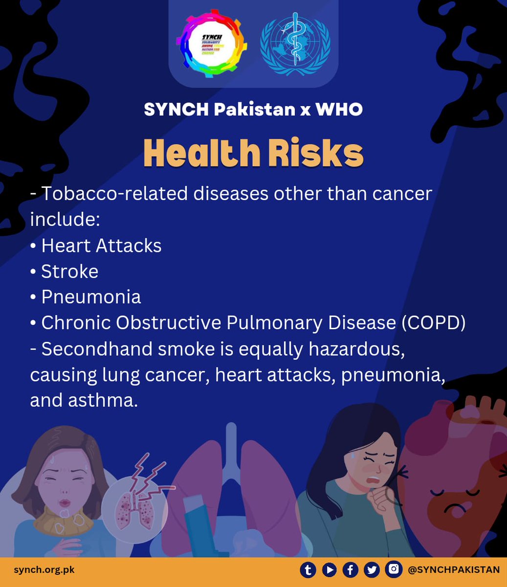 Smoking is major cause of cardiovascular disease, such as heart disease and stroke, and cardiovascular disease is one of the major causes of death. Smoking increases the risk of blood clots, which block blood flow to the heart, brain or legs.
#TobaccoExposed