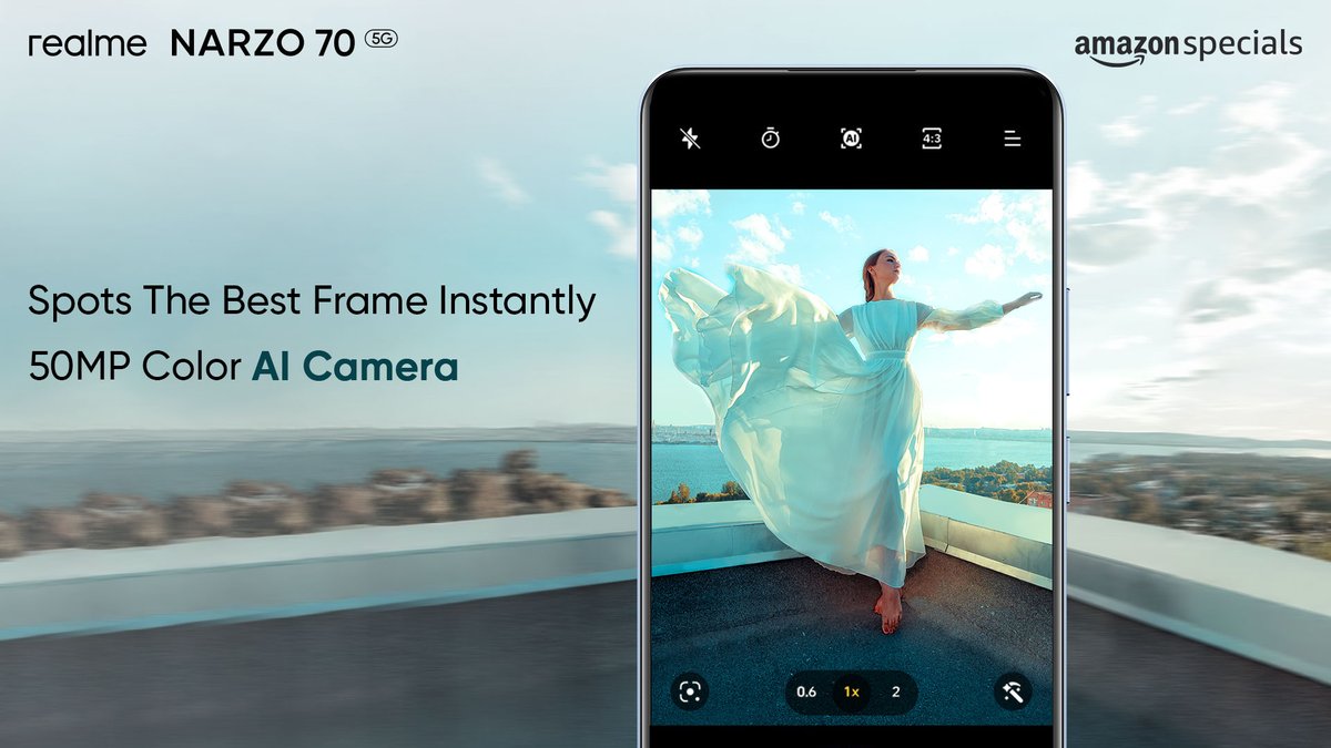 The #realmeNARZO705G features a 50MP Color AI Camera that effortlessly captures stunning frames, so you don’t have to!

What breathtaking moments are you excited to capture? Let us know in the comments!

Buy Now On @amazonIN: amzn.to/4bjp7G3