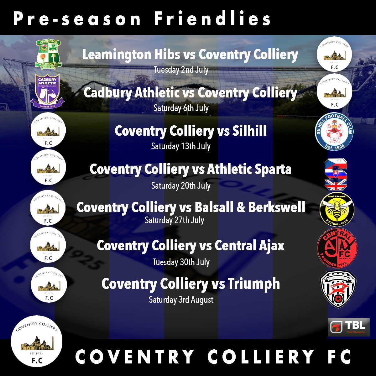 CollieryFc's tweet photo. Pre-season prep is well underway…

Here is a list of our pre-season friendlies, the boys can’t wait to get started 🙌🏻 

Training will begin in the coming weeks, any players looking for a fresh start, get in touch! https://t.co/xAVTekji6l