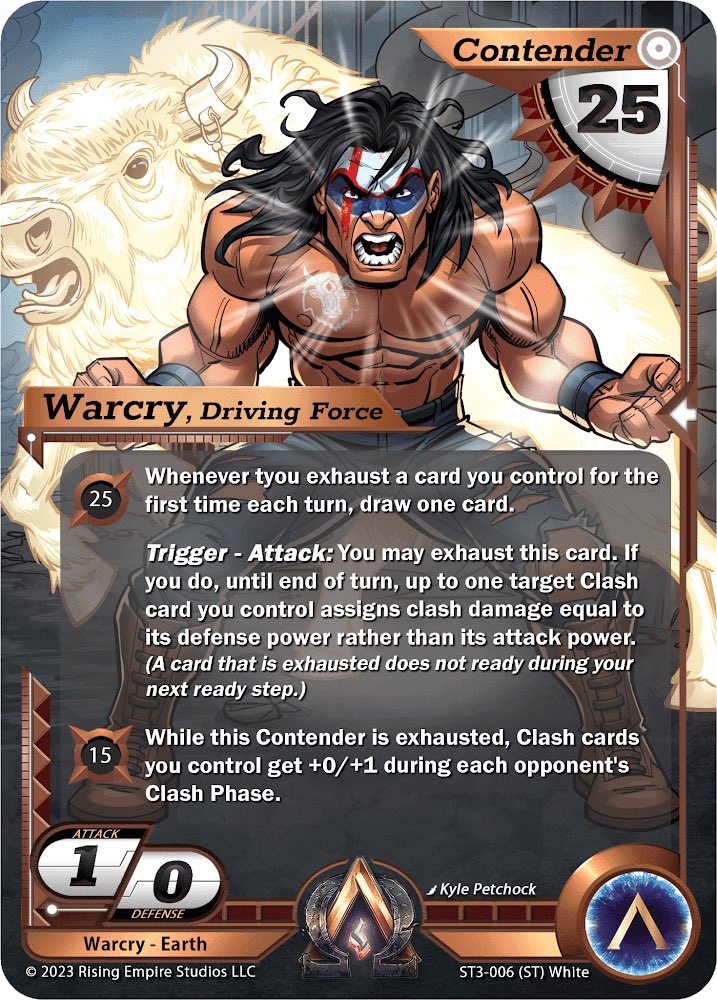 Happy Friday! Here’s another new contender card piece I worked on for @AlphaClashTCG inside card set 3 Unrivaled, which is officially available today! This one features Warcry and his mystical white bison. #alphaclash #tcg #unrivaled #cardart #art #artwork #drawing #illuatration