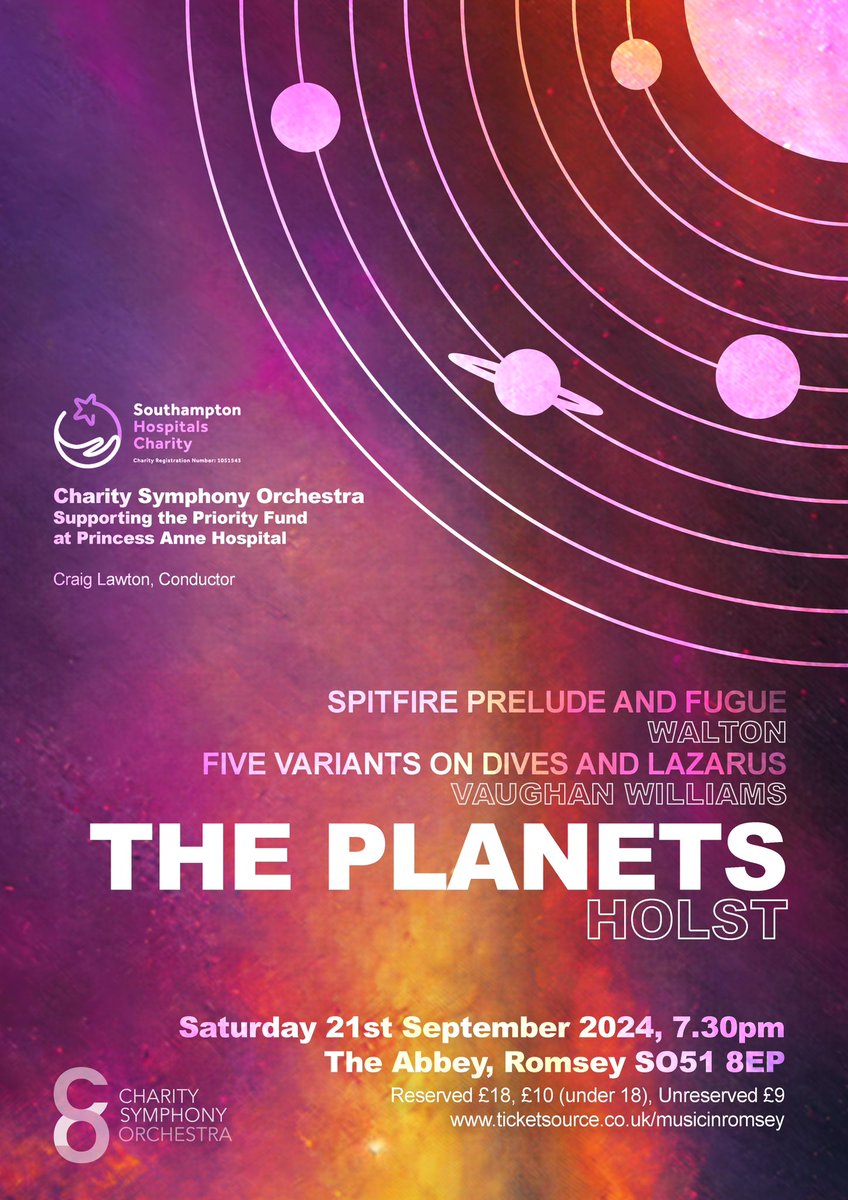 Our next concert <a href="/romseyabbey/">Romsey Abbey</a> supporting the Priority Fund at the Princess Anne Hospital, Southampton.
#PAH #PrincessAnneHospital
#Holst #Holst150 #Livemusic #fundraising #romsey