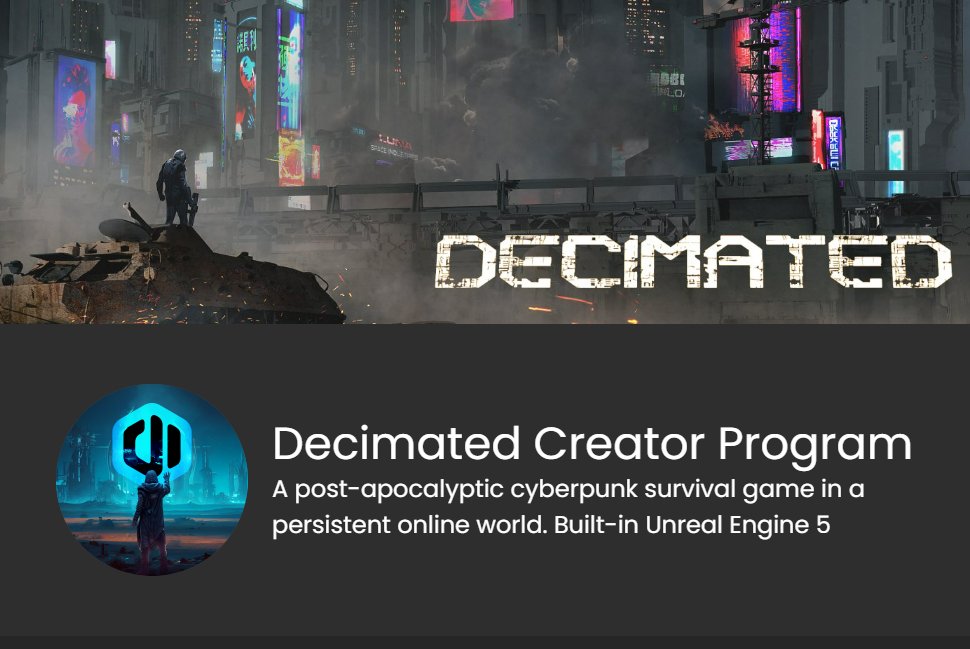 Calling all Youtube/Twitch streamers, content creators, influencers &amp; KOLs!

You can now sign up to the Decimated creator program here: 

creators.decimated.net