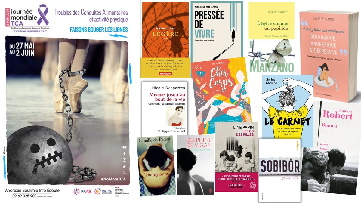 27 mai - 2 juin 2024 : Semaine de sensibilisation aux TCA (Troubles des Conduites Alimentaires)... l'occasion d'en parler... et de découvrir la sélection de titres au CDI !
#nomoretca