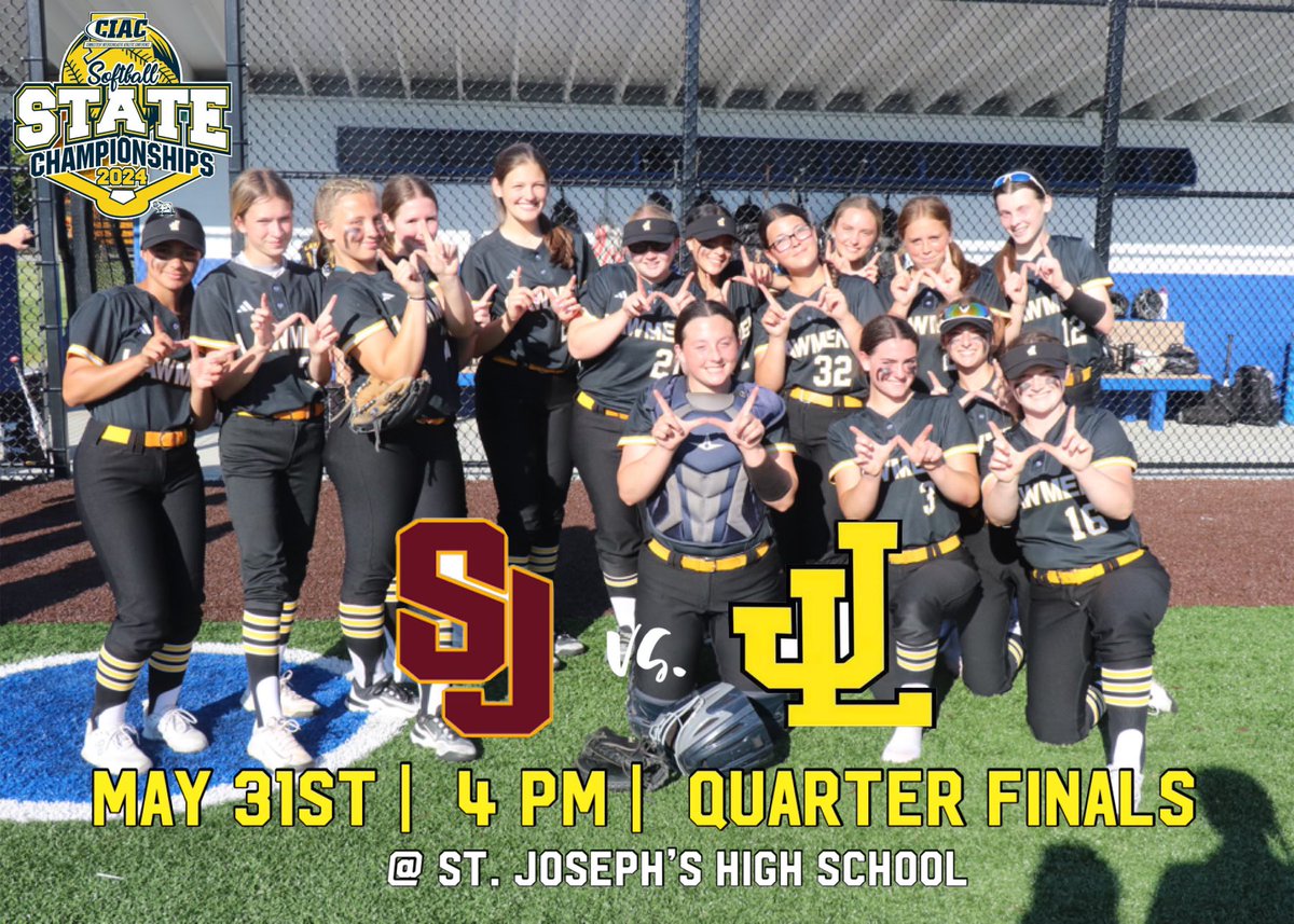 QUARTER FINALS!  Come support the girls as they take on #3 St Joes.
First Pitch 4:00
Tickets purchased online at Go Fan. 
#BuiltDifferent
#ctsb #SCC30