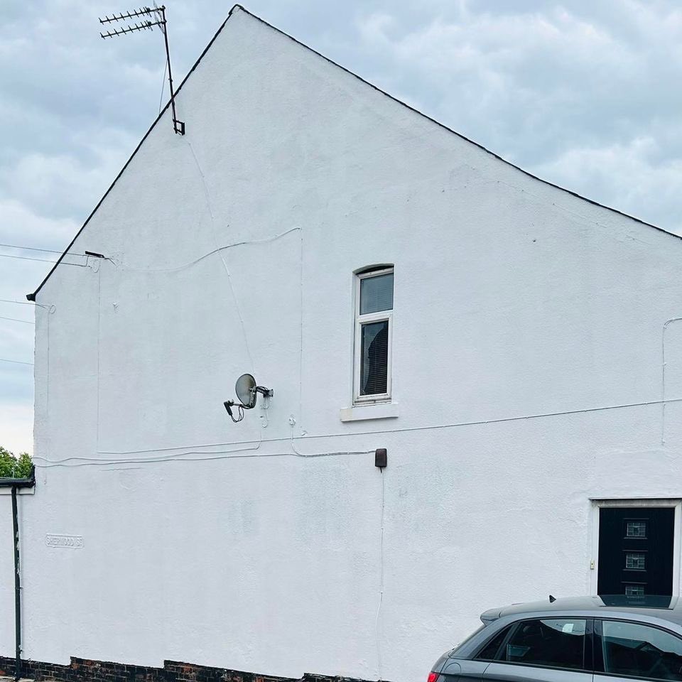 HQ finally getting a lick of paint, which was much needed. Has to go to white to go with our black frontage. Seriously needs a giant mural on the side. Not sure what but it’s a big old white wall. Enjoy the weekend. #hq #paint #white #needed #nottinghamshire