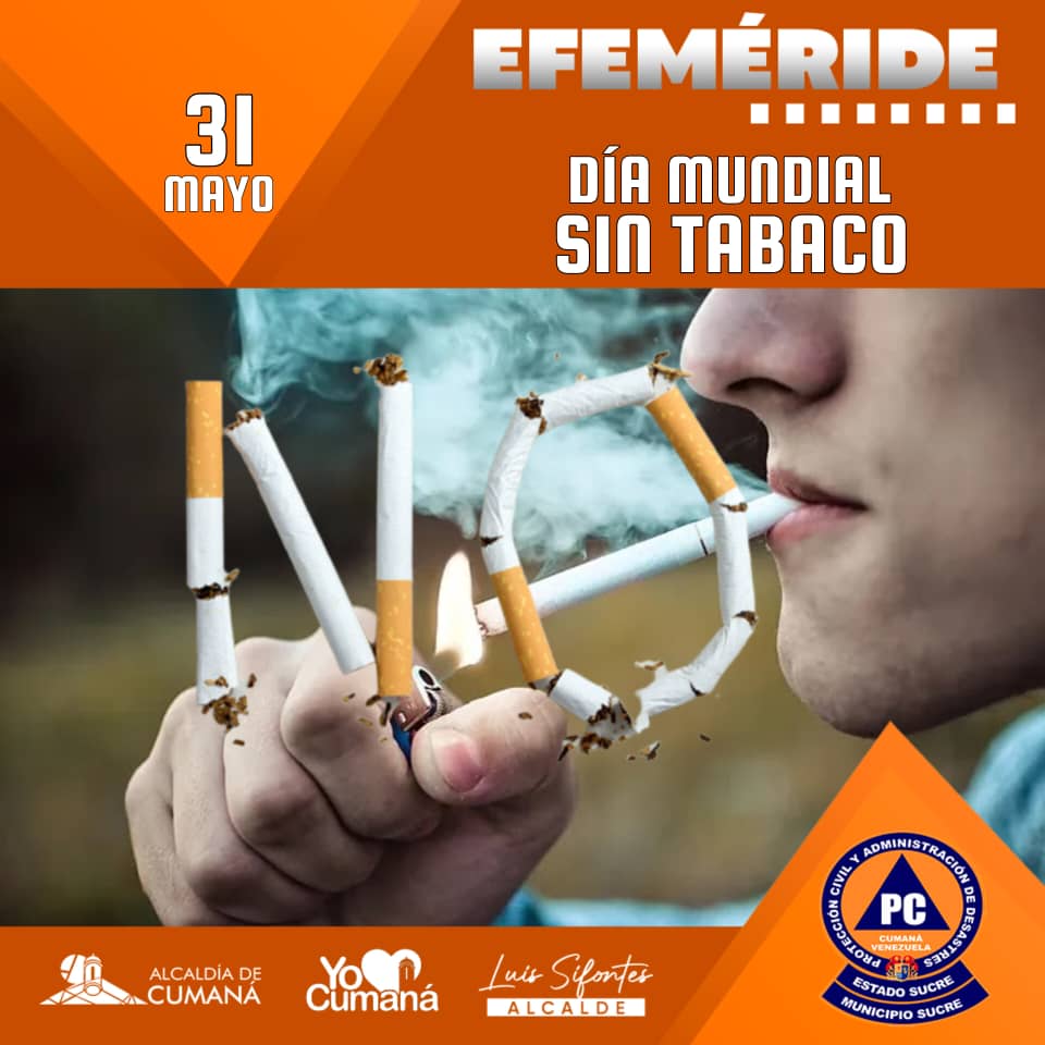 YO❤️CUMANÁ
#31May| Efeméride 🧡

La Asamblea Mundial de la Salud instituyó el Día Mundial sin Tabaco en 1987 para llamar la atención mundial hacia la epidemia de tabaquismo y sus efectos letales.

Recuerda que cuando consumes tabaco no solo dañas tu salud.