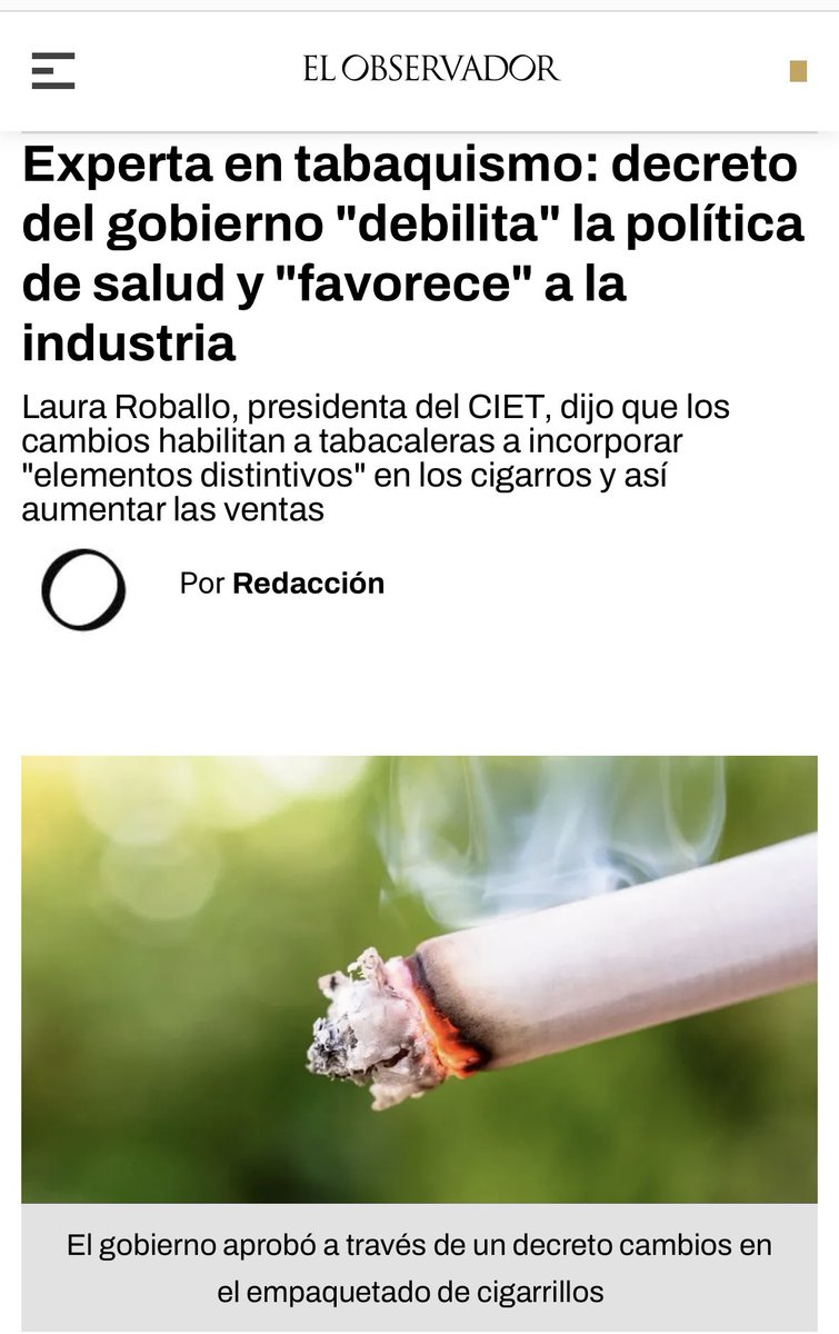 31 de mayo, día sin tabaco. Uruguay pasó de ser ejemplo mundial con Tabaré y el @Frente_Amplio, a hoy ser un país que favorece a la industria del tabaco con el actual gobierno. Este fue otro de los grandes retrocesos que se generó en estos últimos años.