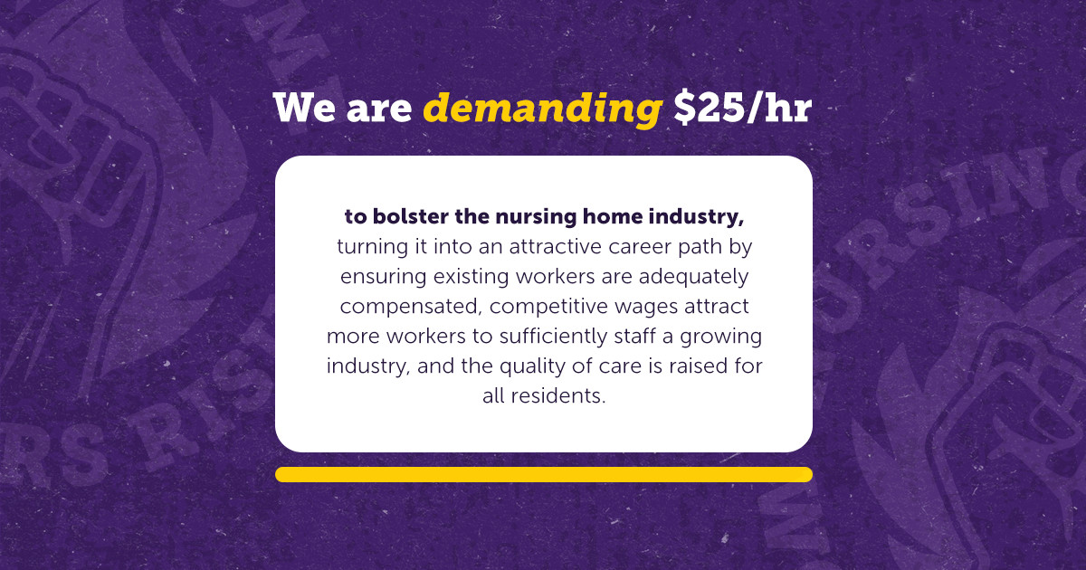 SEIUhciimk's tweet photo. Nursing home workers deserve fair pay for all of their hard work, so we are coming together to demand $25 an hour for ALL nursing home workers. When workers come together, there is nothing we cannot win! #NursingHomeWorkersRising #FightFor25 https://t.co/jDepsysxbS