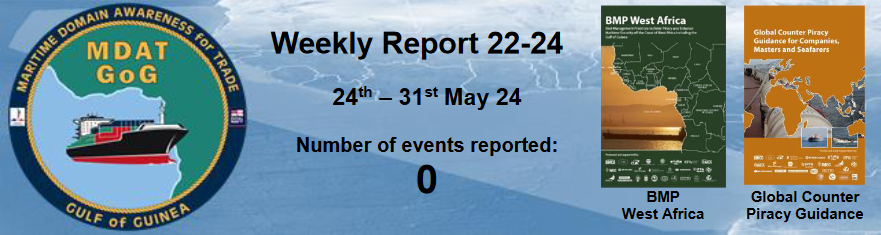 Weekly Report 22-24 has been released. Link to the publication : gog-mdat.org/reports #piracy #GulfofGuinea #WestAfrica #MaritimeSecurity #Marsec