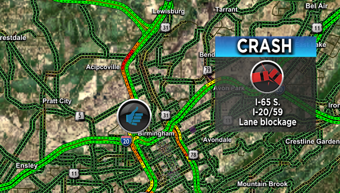FIRST ALERT: The crash on I-65 S. at I-20/59 has cleared. @WBRCnews #wbrctraffic