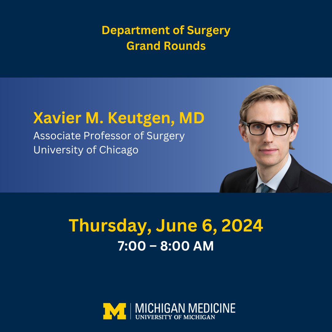 Next week, we welcome Xavier M. Keutgen, M.D., to give his talk, Surgical Management of Pancreatic Neuroendocrine Tumors: Biologic Intricacies and Scientific Opportunities, for the Norman & Marcia Thompson Lectureship in Endocrine Surgery. Location: Med Sci II, South Lecture Hall