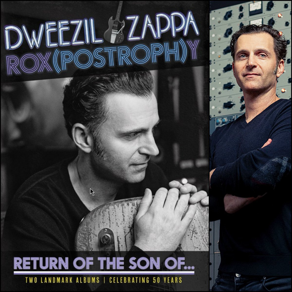PopcastThe's tweet photo. Tomorrow night at 7pm on @wsbradio, my interview with Dweezil Zappa about his upcoming Rox(postroph)y show on Sept 7th at @eastern_atl. Celebrating 50 years of Zappa classics Apostrophe (‘) and Roxy &amp; Elsewhere. #DweezilZappa #Roxpostrophe #FrankZappa https://t.co/eKl1VWEes6