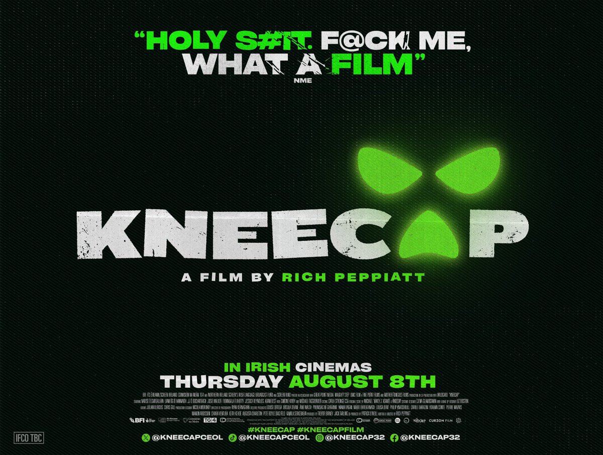 🎥 🚨The Kneecap Movie is OUT IN IRISH CINEMAS ON AUGUST 8th!

Showing in all cinemas from Carrickfergus and Dundonald to Cork and Dublin. 

🎟️ Opening weekend tickets on sale now from all cinemas.