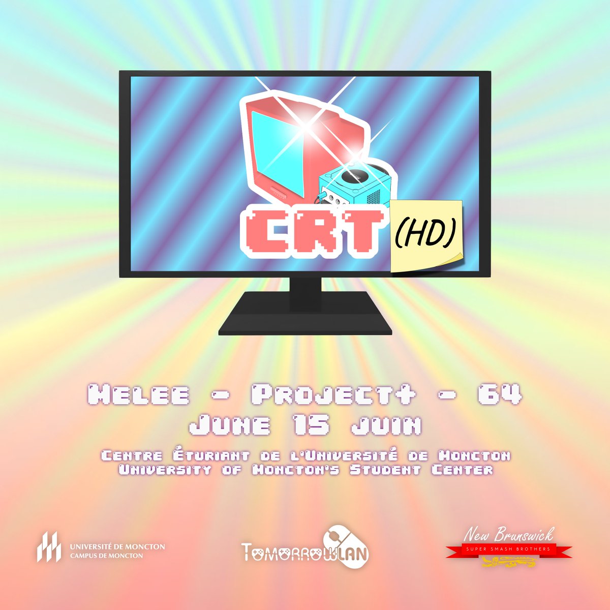 CRT(HD) est de retour le 15 juin avec Super Smash Bros. Melee, 64 et Project+ !
---
CRT(HD) is back on June 15 with Super Smash Bros. Melee, 64 and Project+!

Inscriptions / Registrations -> start.gg/CRTHD