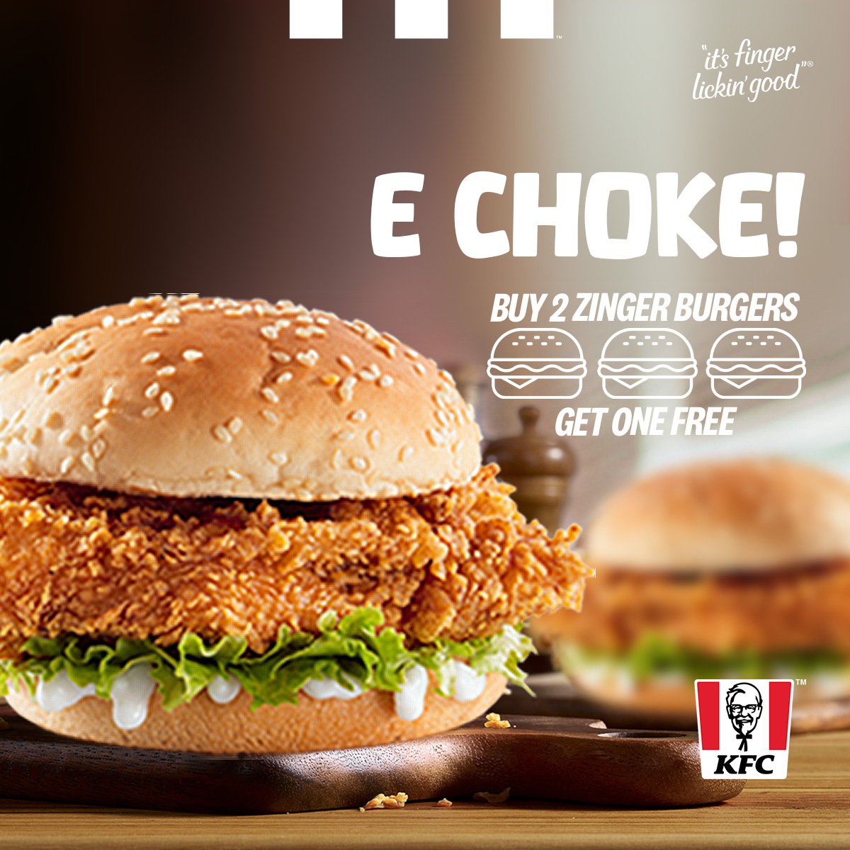 Hey KFC Lovers,  It's just hours to the end of the #KFCBurgerFest Week, and these juicy, crispy, Zinger Burgers deserve to be held by you. Treat yourself (and maybe a friend or two!) before this Finger-Lickin' offer ends. Head over to any KFC restaurant near you or click the