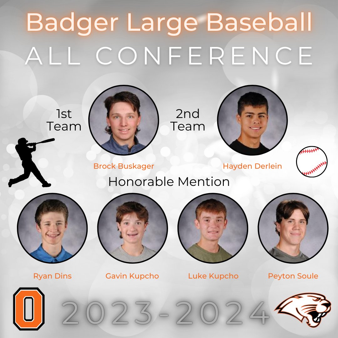 Congratulations to our Baseball team members who were recently named to the Badger Large Conference - All Conference Team! 🧡🖤⚾️ #OregonAchieves <a href="/OregonSchools/">Oregon School District</a> <a href="/_OHS_Baseball/">Oregon Baseball</a>