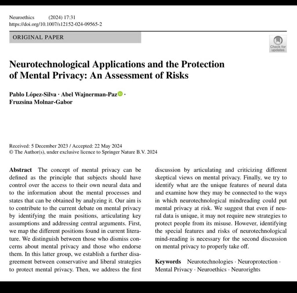 New publication in @NeuroethicsJ with my good friend @AbelWajnerman and Fr7zsina Molnar-Gabor @SocialesUV @InvestigandoUV @PsicologiaUV @uvalpochile @ComplejosISCV