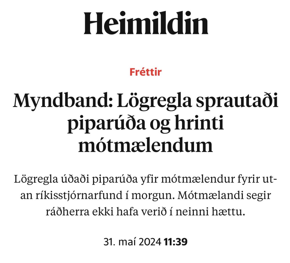 Óþægindin sem ráðherrar urðu fyrir vegna mótmælanna réttlæta ekki þessi viðbrögð gagnvart mótmælendum. Piparúði og líkamleg valdbeiting gagnvart fólki sem neitar að færa sig er ekki í samræmi við meðalhóf. Hvernig eykur þetta traust fólks gagnvart rafvopnavæðingu lögreglunnar?