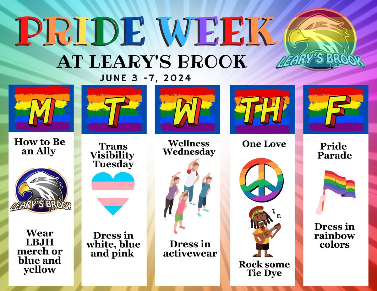 @learysbrook eagles! Next week we celebrate Pride Week with lots of fun activities planned!