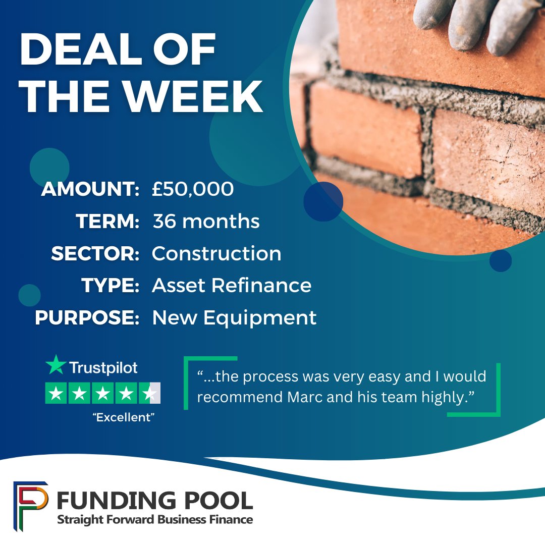 Our deal of this week is with a Construction Business in England. We were delighted to facilitate a loan to help them buy new equipment for continued growth! #ukbusiness #businessloans #SMEfinance #smallbusinessuk #smallbusinessowner #Construction