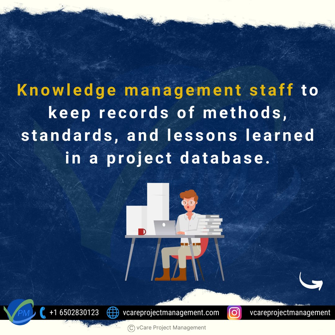 vCare_official's tweet image. 3(4) Knowledge management staff to keep records of methods, standards, and lessons learned in a project database.

#pgmptraining #pgmpprepcourse #pfmp4u #pmp4u #programamanagement #portfoliomanagement