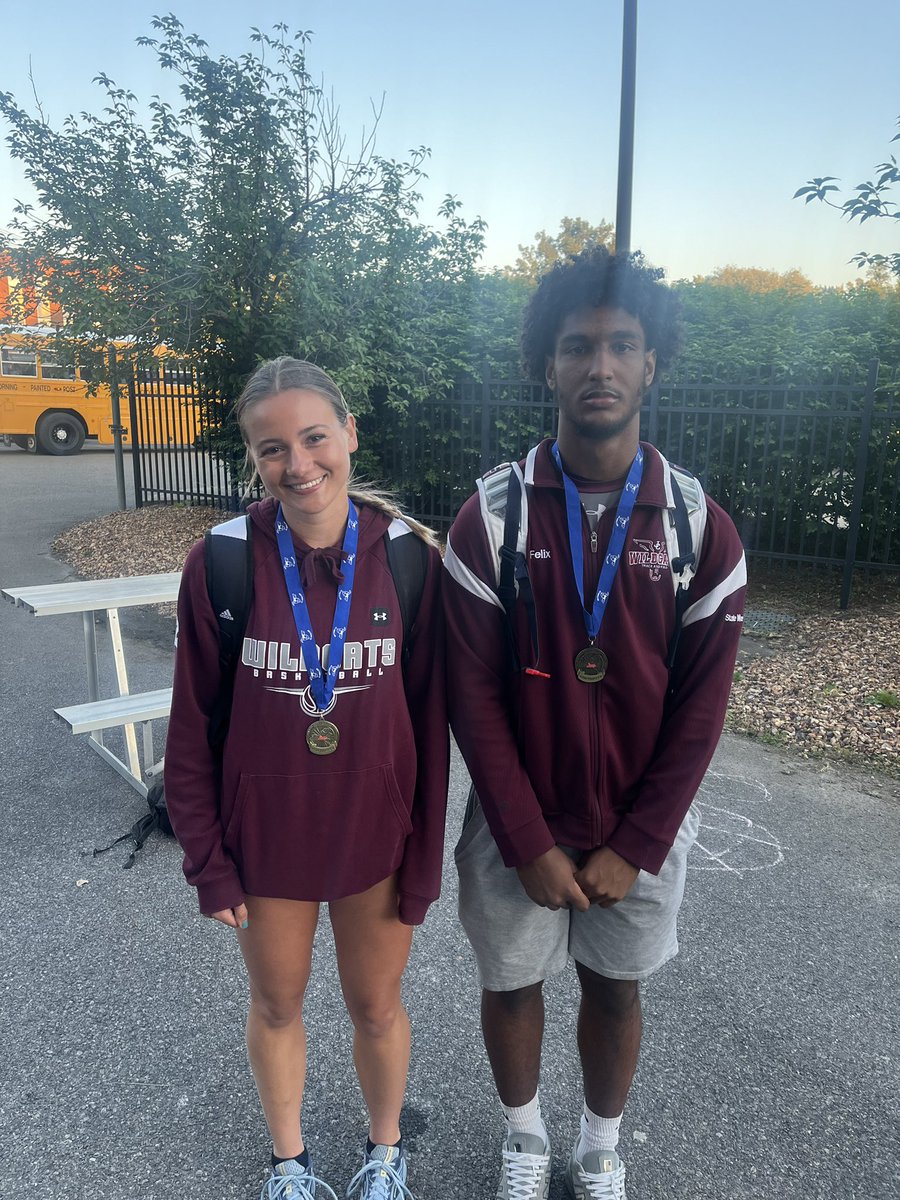 Section IV champions!  Emery Guzyk - Pentathlon and Felix Morales IV - Long Jump.  Both will be competing at @NYSPHSAA State Championships next weekend.  #gowildcats
