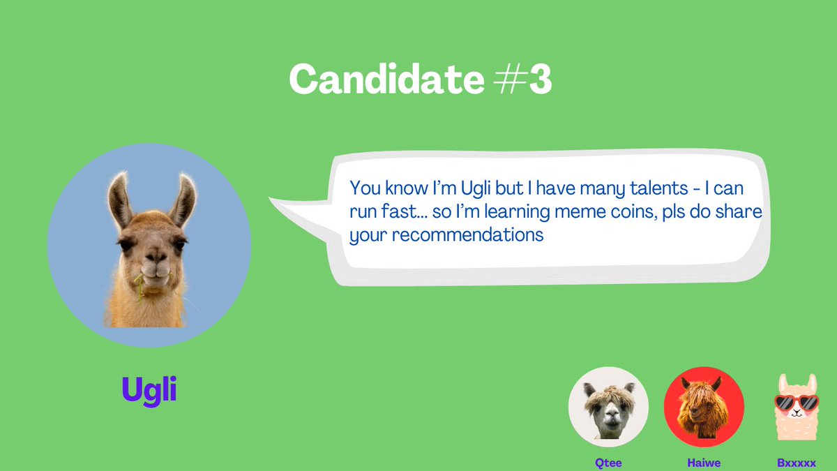 Lamamacoin's tweet photo. Hey I’m Urgi.  I’m lovely. I’m no 3. Pls do vote for me!

LAMAMA 🟰🐐✖️🐪❓🟰❌
https://t.co/tPiBuF10Xa

#LAMAMA #meme #solana #base #2024topmeme #noshitcoin #CoinbaseWallet #shib #doge #pepe #bonk https://t.co/zXEQWVJcnH