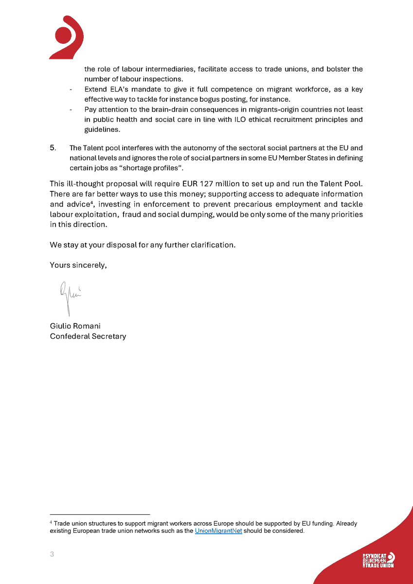 The €127 million for the #EUTalentPool won't curb exploitation.

Better use: invest in enforcement to ☂️ prevent precarious employment &amp; tackle labour exploitation, fraud + social dumping.