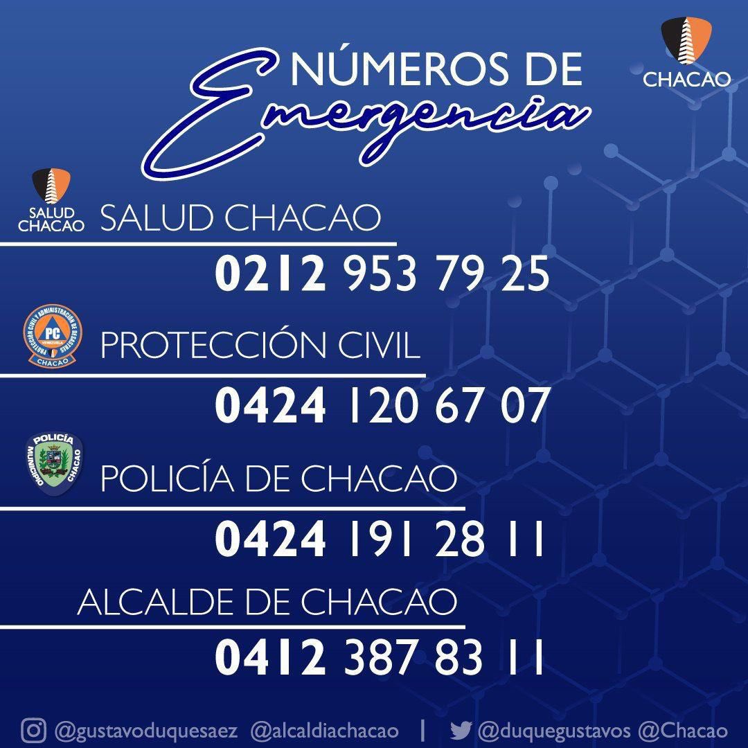 ⚠️ Vecinos, fuertes precipitaciones se han presentado en las últimas. Todos nuestros equipos desplegados <a href="/SaludChacao/">Salud Chacao Oficial</a> <a href="/policiachacao/">Policía Municipal de Chacao</a> <a href="/PC_Chacao/">PC Chacao</a>, mucha precaución al momento de conducir y salir de sus casas o lugares de trabajo.

🚨 Estamos atentos ante cualquier emergencia