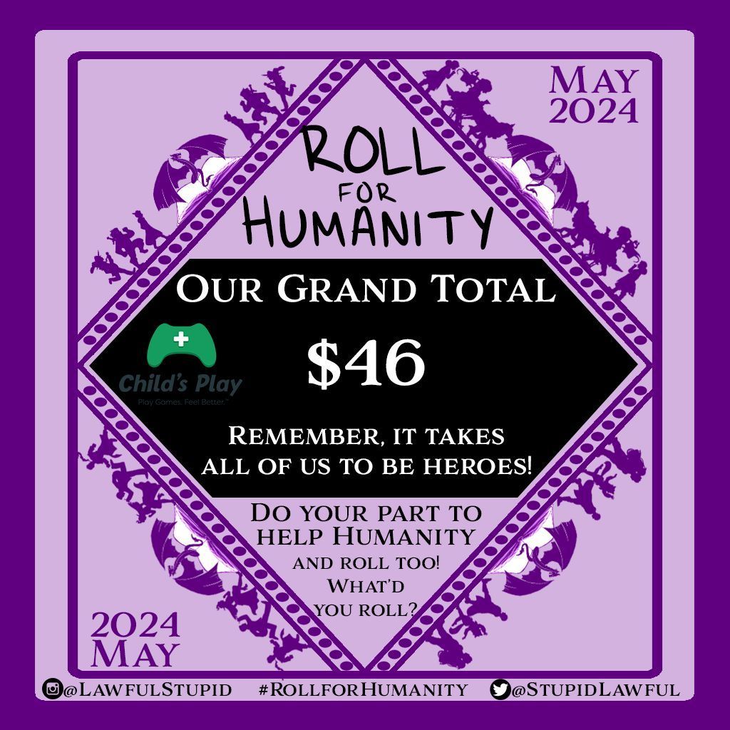 We were so pleased to support @cpcharity for this month's #rollforhumanity we raised $46 with our rolls.

What did you roll?

#dnd #dungeonsanddragons #podcast