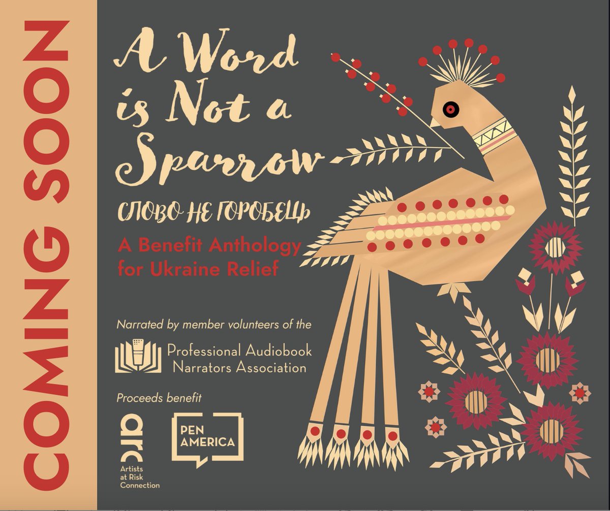 As world leaders argue Ukraine military strategy, 21 narrators tell stories of Ukraine culture and history. Preserve Ukraine's rich culture by supporting its artists. Info, order CD/DD here: pronarrators.org/sparrow
<a href="/ArtistsatRisk/">Artists at Risk (AR): threads.net/artistsatrisk</a> <a href="/PENamerica/">PEN America</a> <a href="/AudioFileMag/">AudioFile Magazine</a> <a href="/SpokenRealms/">Spoken Realms</a> <a href="/unwlacya/">UNWLA Ukrainian National Women's League of America</a>