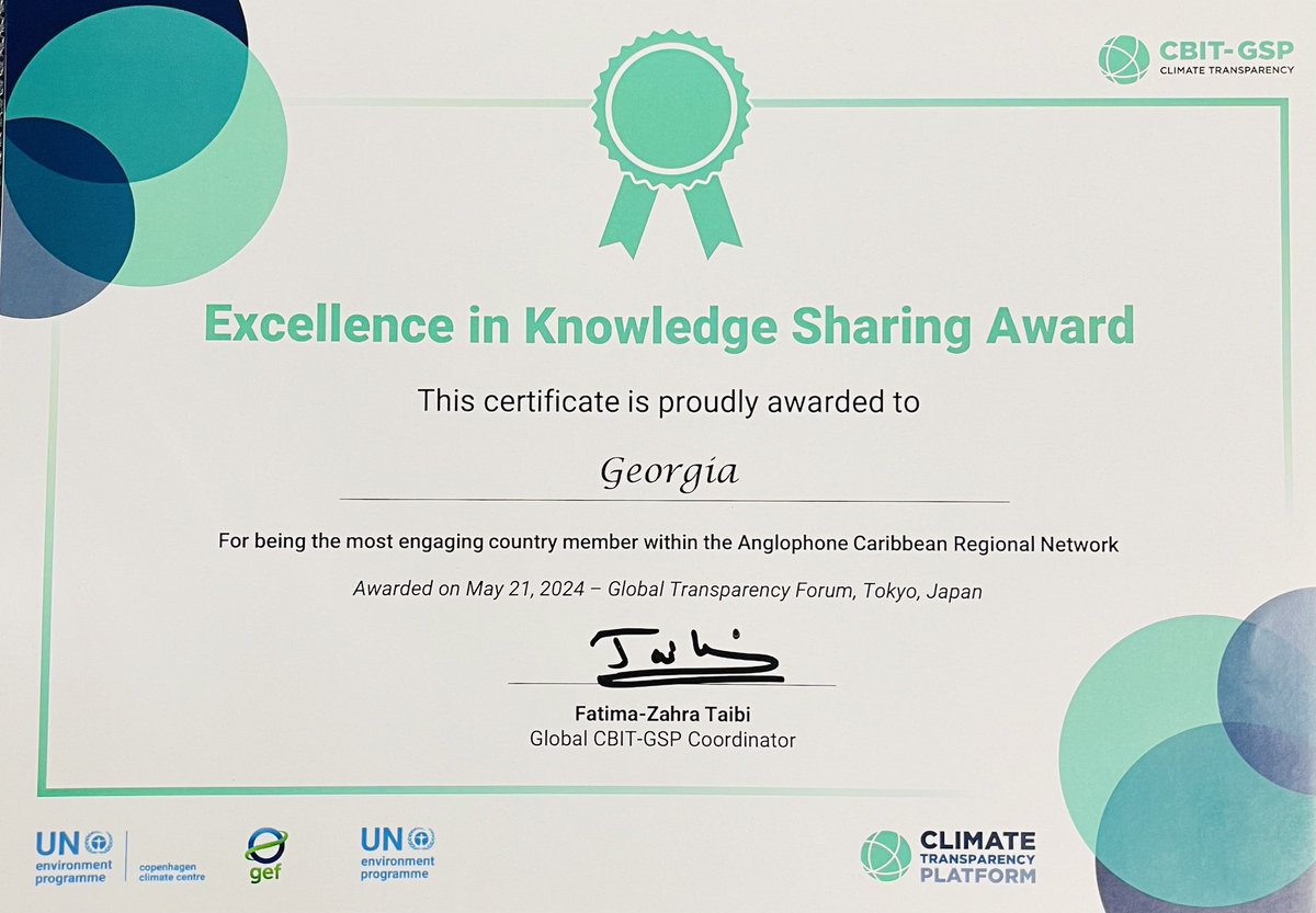 We are delighted to share that 🇬🇪, represented by REC Caucasus, has been awarded the Excellence in Knowledge Sharing Award at the Global Transparency Forum in Tokyo! 🇯🇵

Award celebrates our project 🇬🇪’s Integrated Transparency Framework for Implementation of the Paris Agreement
