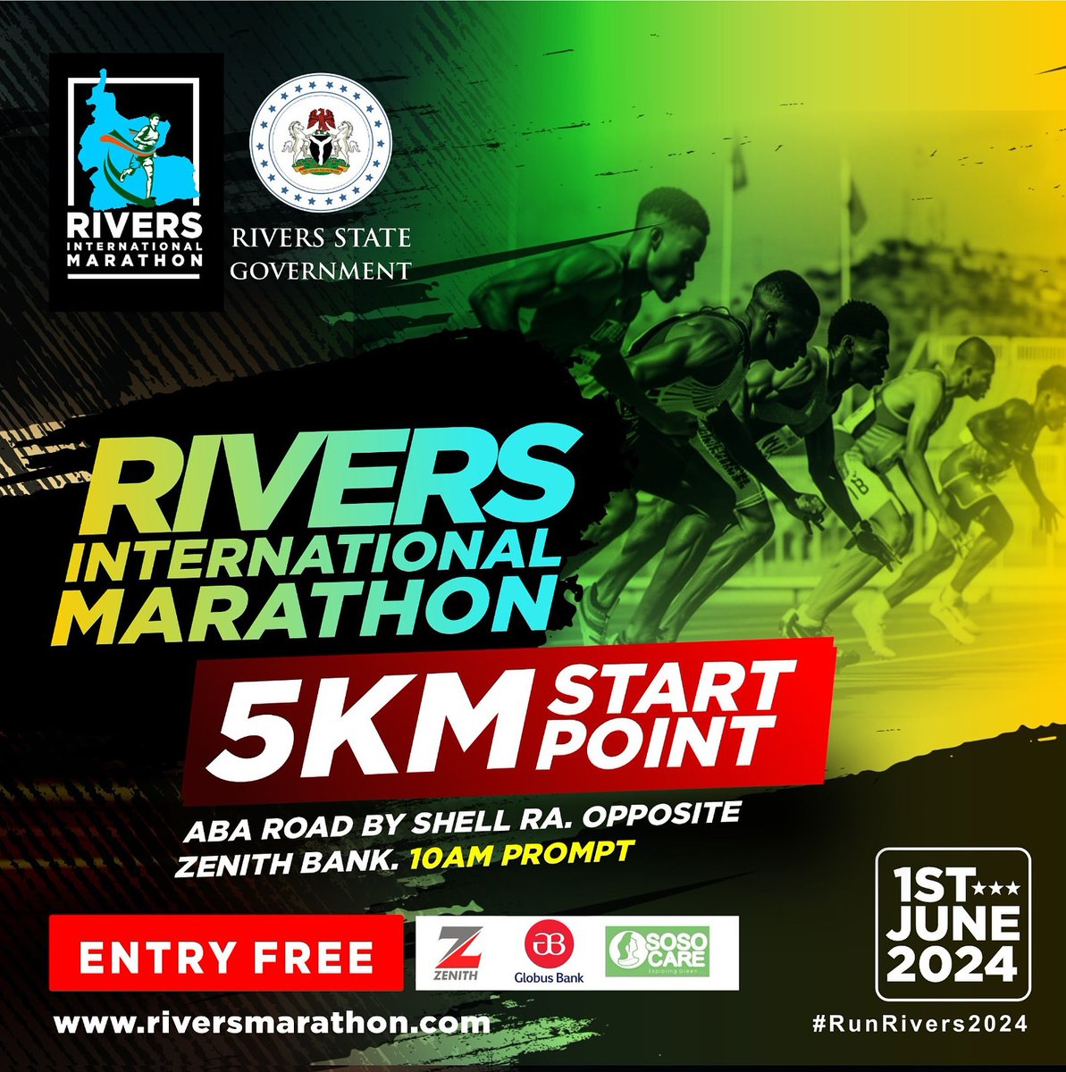 Isiokpobabe's tweet photo. The 42km race time is 7am and start point is Civic centre.
5km race time is 10am and start point is Shell RA, Aba road.
Finish line is the Yakubu Gowon stadium, Elekahia.
There will be lots of entertainment at the stadium as well.
#riversinternationalmarathon
#RunRivers https://t.co/pkHdHbhLsj