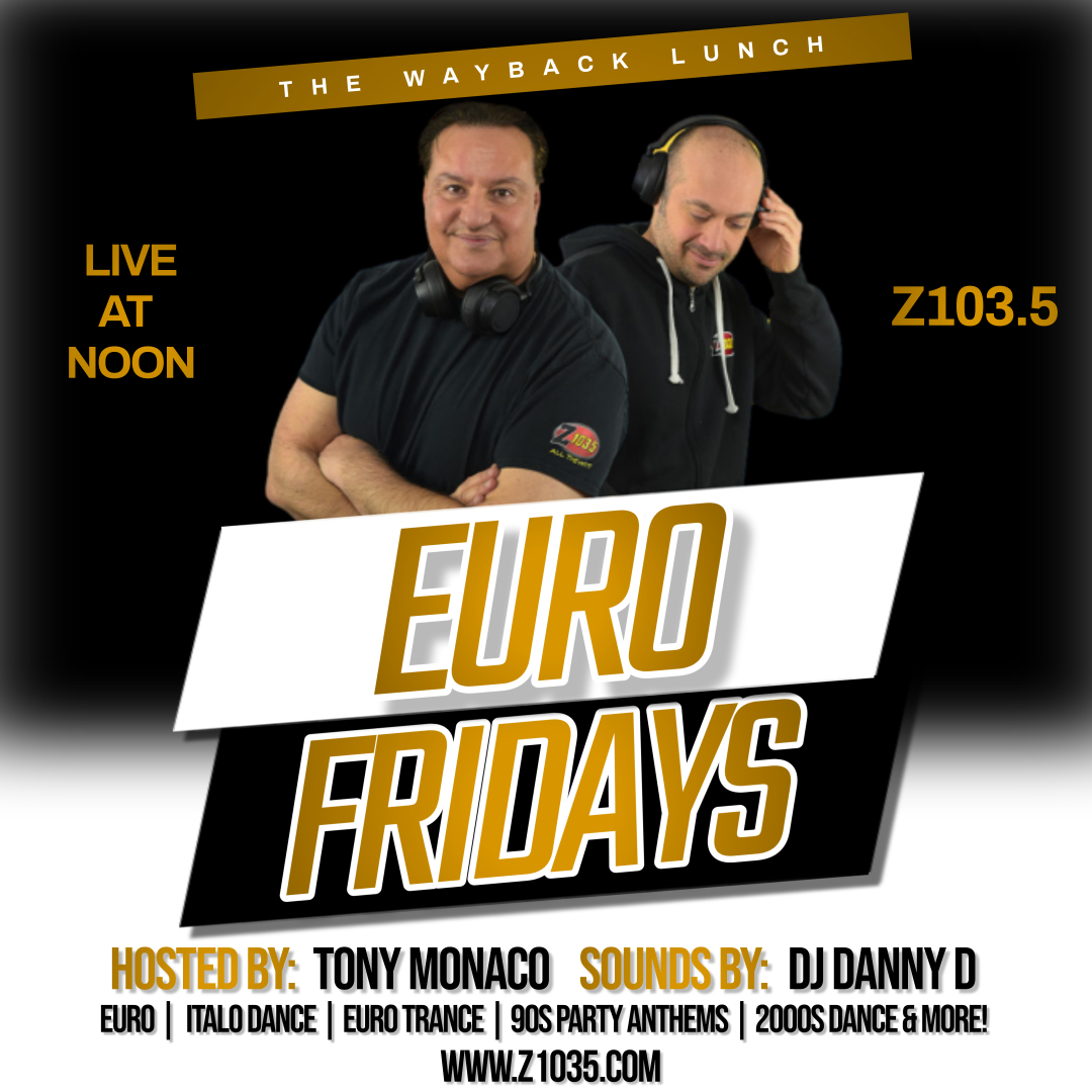 The Wayback Lunch. #LIVE AT #NOON #Fridays. Dropping the very BEST in #EURO, #Italodance, #EuroTrance, #90s #PartyAnthems, #2000s #Dance &amp; more! #Z1035 #Waybacks #FM #radio #Toronto #RT #waybacklunch #DJLock in for #EUROFRIDAYS w/@tonymonaco &amp; <a href="/TheRealDJDannyD/">DJ Danny D</a> on <a href="/Z1035Toronto/">Z103.5</a>