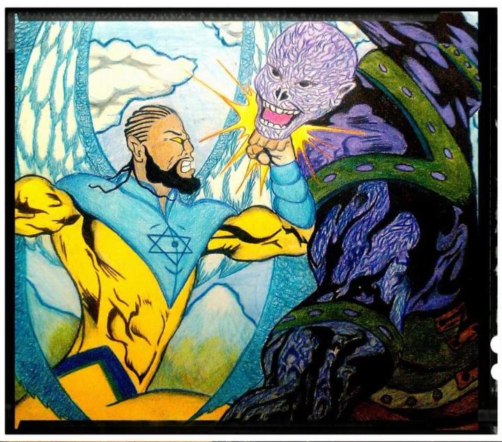 BustLightYear's tweet photo. Art of the Day: "War in Heaven". Buy at: https://t.co/jVXWGjHJCQ https://t.co/7KjFmP2UrV