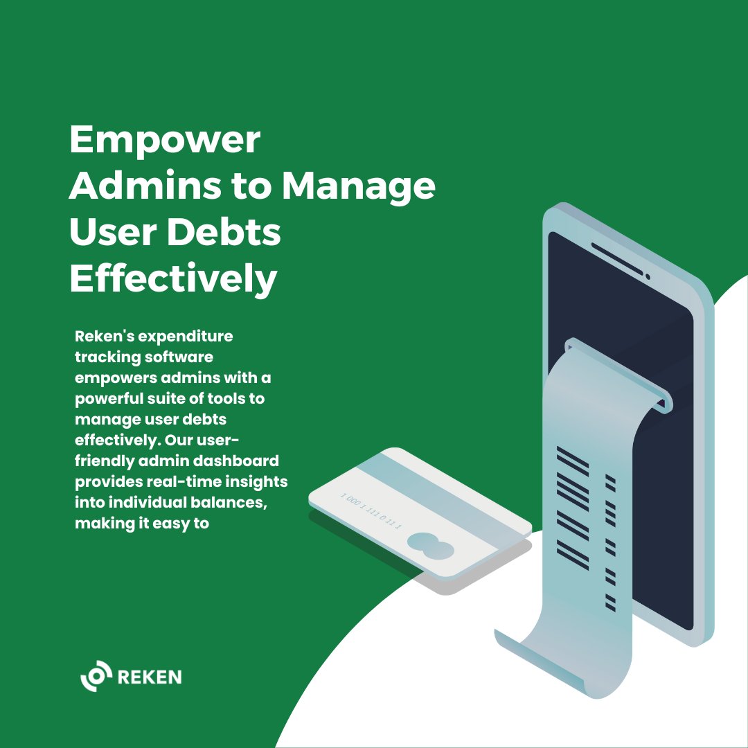 reken_io's tweet image. Reken&apos;s expenditure tracking software empowers admins with a powerful suite of tools to  manage user debts effectively. Our user-friendly admin dashboard provides real-time insights into individual balances, making it easy to #expensemanagement #financetracking #debtmanagement