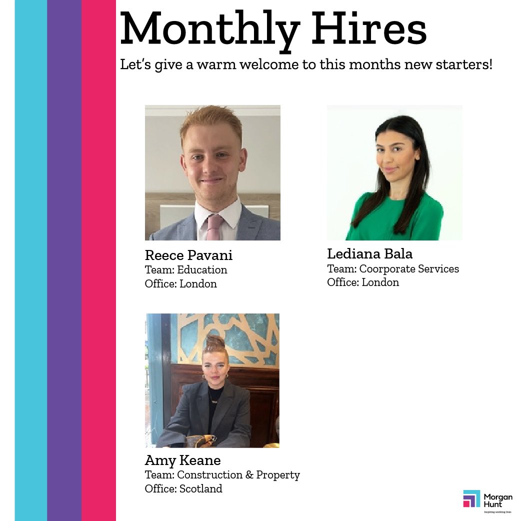 We are thrilled to welcome aboard our new hires for this month… 👤 Lediana Bala 👤 Reece Pavani 👤 Amy Keane Welcome to the team! 🙌 #NewHires #Welcome #TeamSuccess”