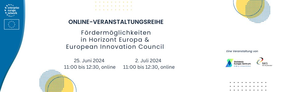 Schon an 🇪🇺 Förderung gedacht, um Ihre Geschäftsideen & Forschungsthemen voranzubringen❓🗓️Am 25. Juni & am 2. Juli stellen wir in Kooperation mit der NKS #eicAccelerator die kommenden Ausschreibungen von #HorizonEurope & im #EuropeanInnovationCouncil vor💡tinyurl.com/5h8ty63p