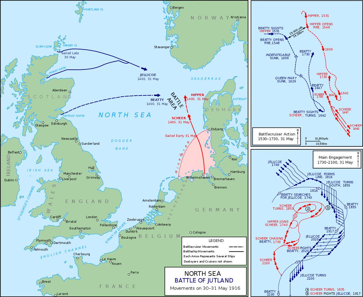 #OnThisDay 1916 The Battle of Jutland raged between the British & German Navies. While the Royal Navy lost more men & ships, they pushed the Germans back to port & maintained command of the sea. Over 10,000 Irishmen served in the RN & 350 died during the battle. #Ireland #History