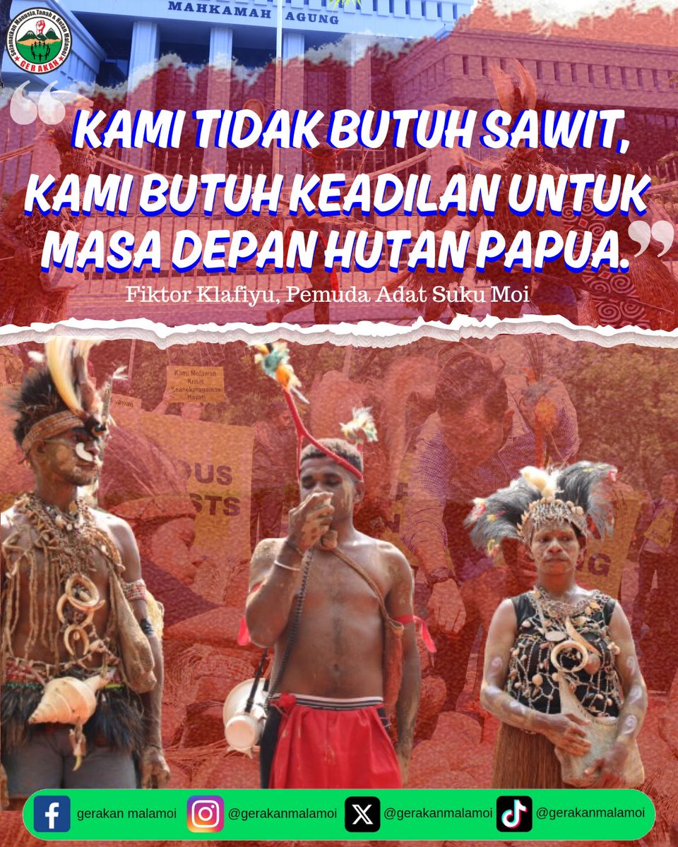 gerakanmalamoi's tweet photo. Saat ini tanah dan hutan milik masyarakat adat Papua terus dirampas oleh oligarki dan kapitalisme global, dan juga pembangunan infrastruktur pusat pemerintahan daerah otonomi baru ( DOB) yang tidak berpihak pada budaya, masyarakat adat Papua.
#papuabukantanahkosong https://t.co/gKb5UUzz00